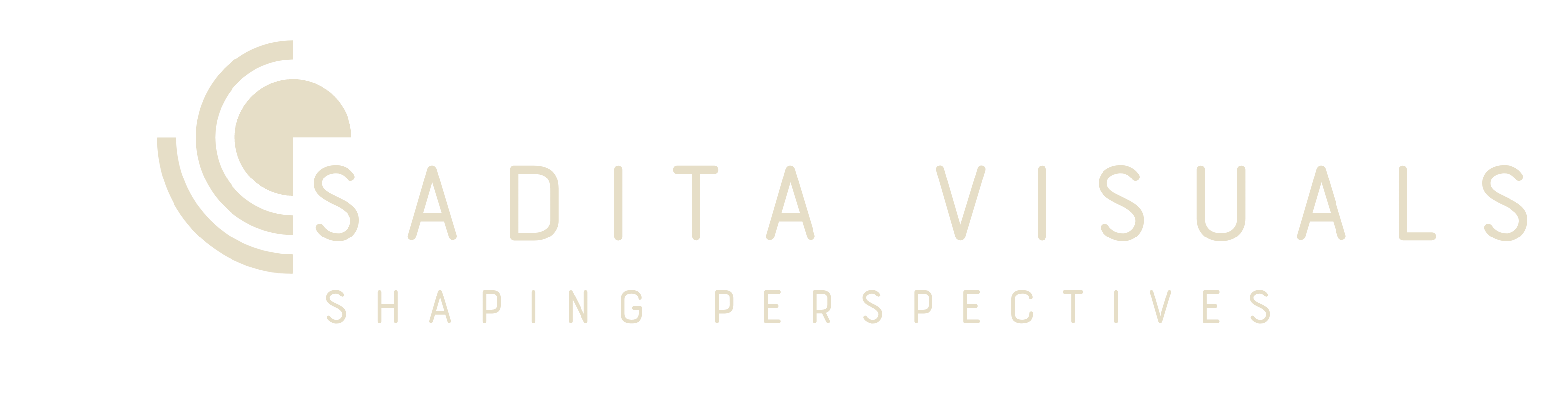 SADITA VISUALS logo with a gold stylized emblem and the tagline “Shaping Perspectives” on white background
