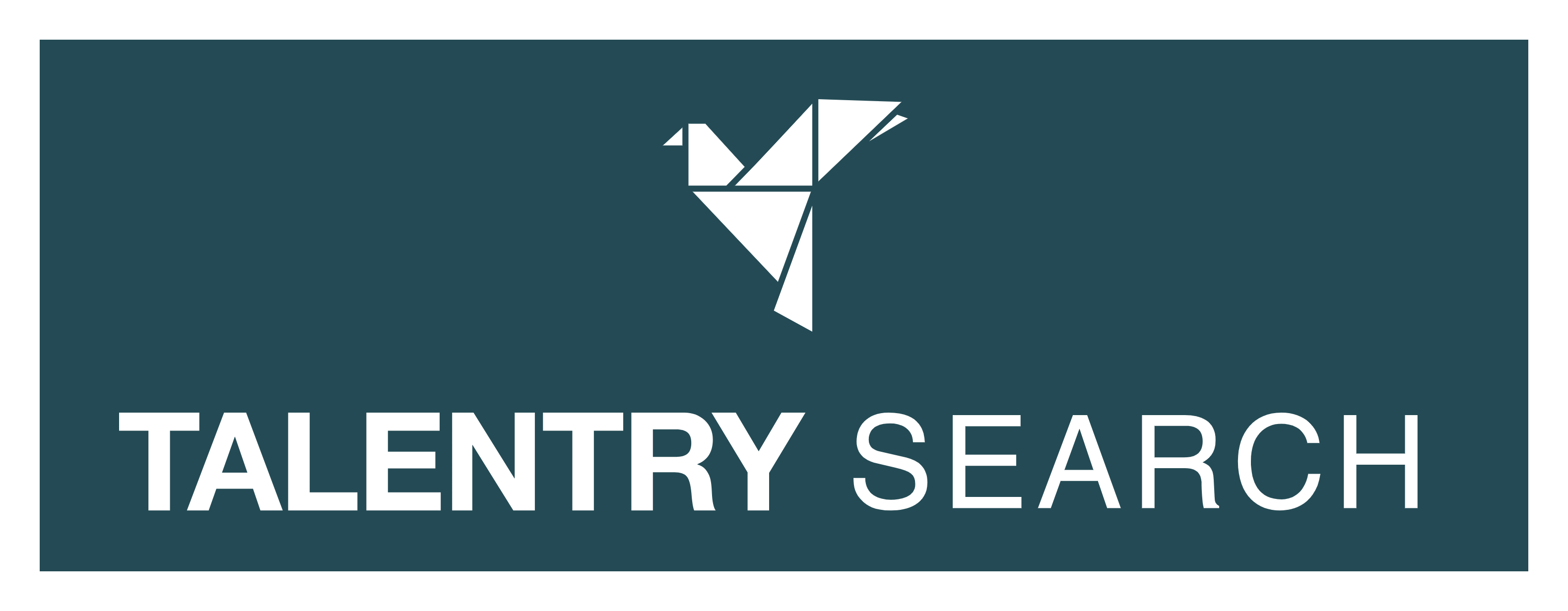 Talentry Search logo on a teal background with a white bird icon and text