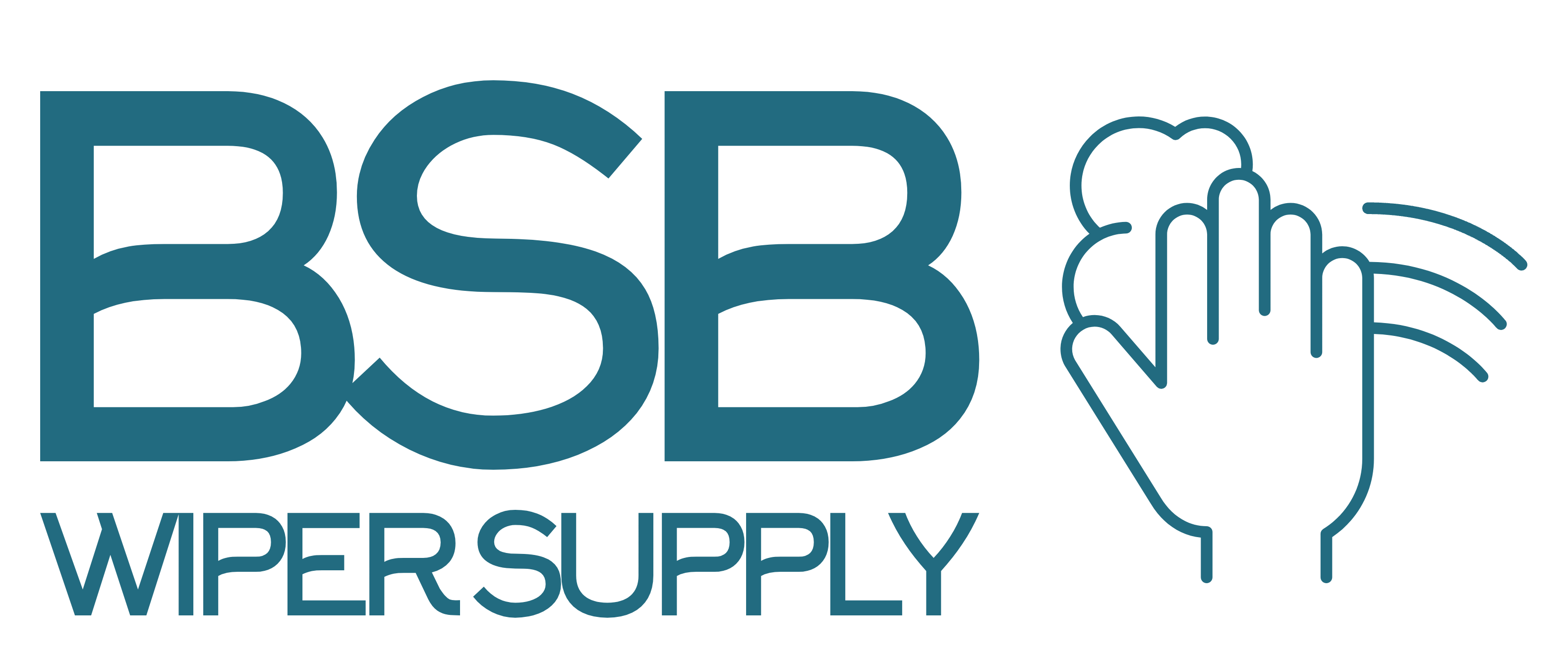 BSB Wipersupply logo in blue with a stylized hand and wiper icon