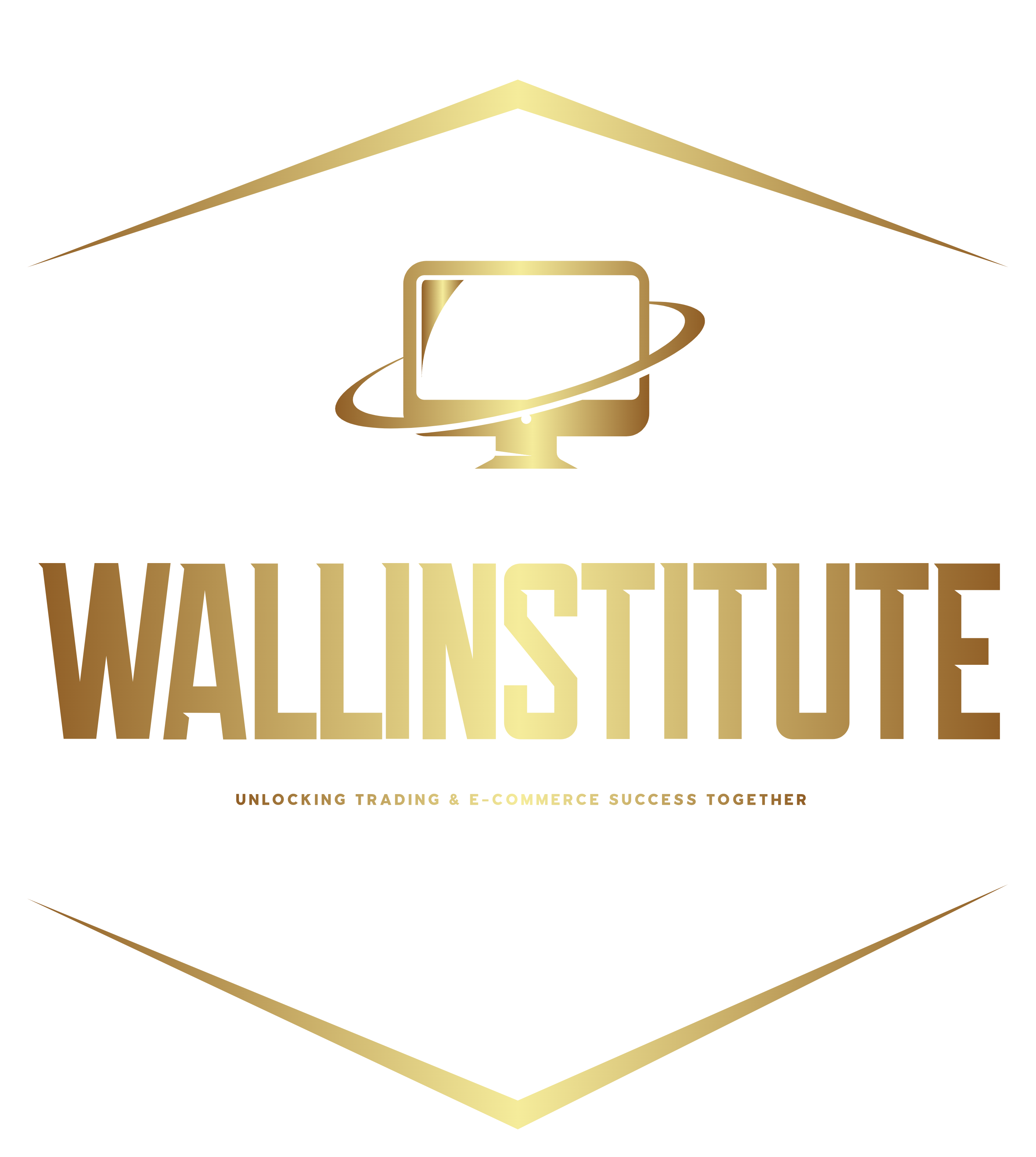 Gold WALLINSTITUTE logo with computer icon and hexagon outline