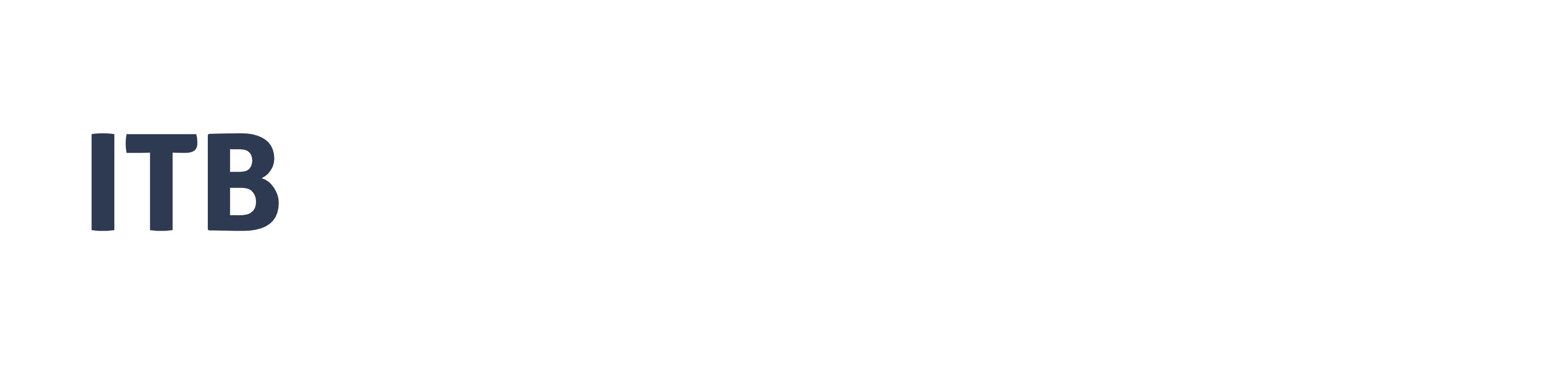 ITB logo in dark blue text on a white background