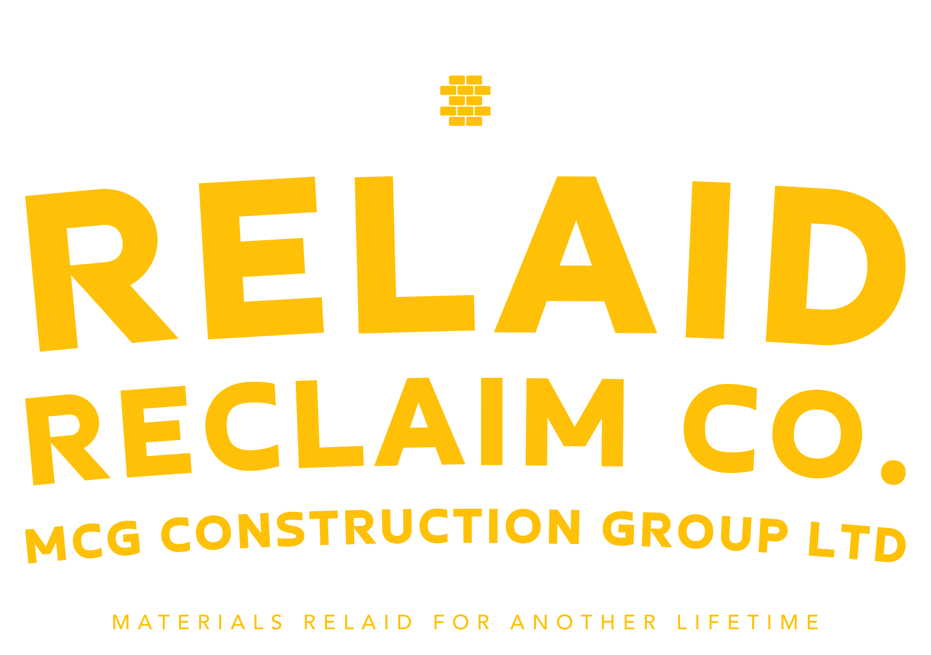Yellow Relaid Reclaim Co. logo with MCG Construction Group Ltd text and small star icon