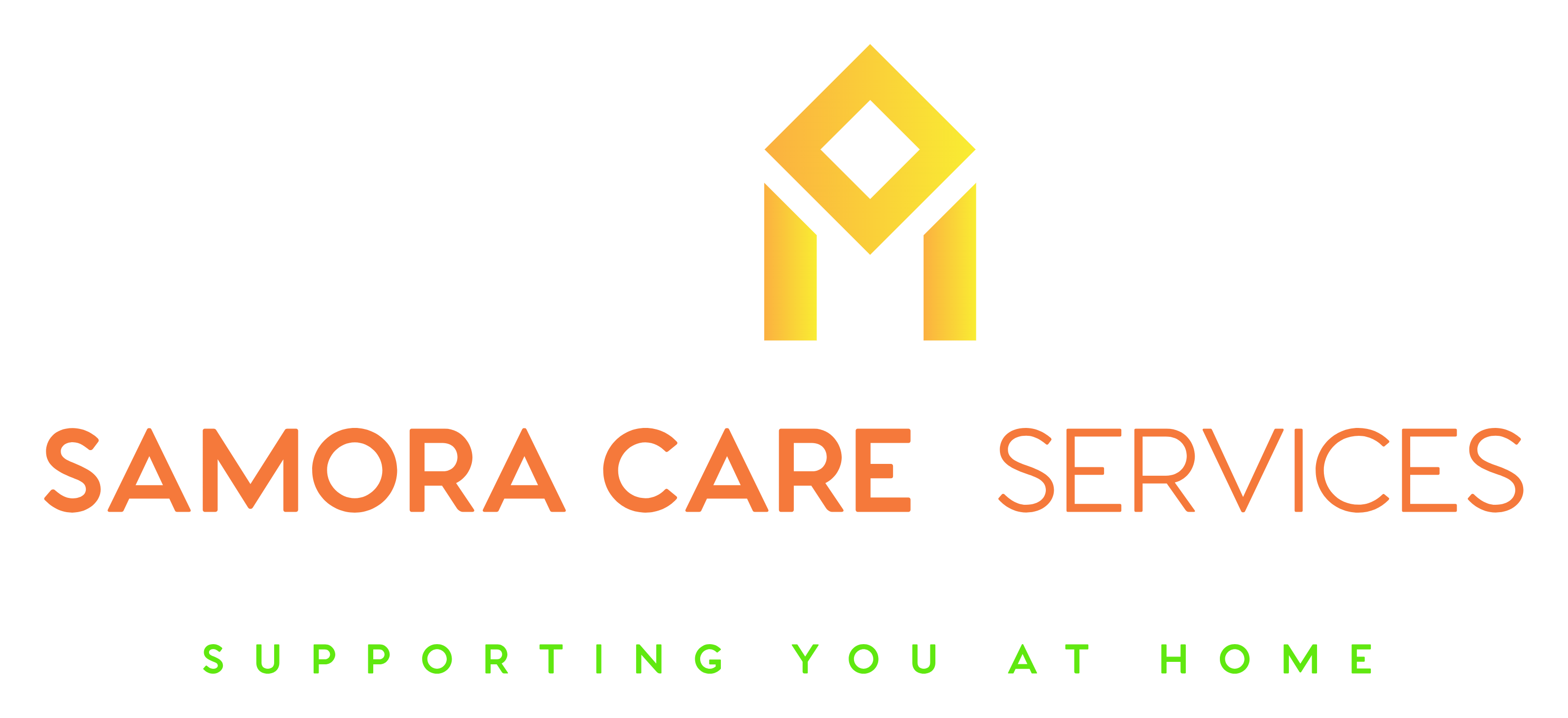 Logo for Samora Care Services, featuring a stylized house icon and the company name.