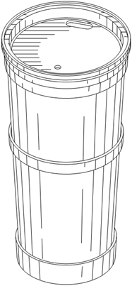 Titre : Example 1  Variant designs - figure 1.1 - Description : Figure 1.1 shows a perspective view of the first variant of the Coffee Tumbler; with one 3D circular ring on the top, one ring in the middle and one ring in the bottom.