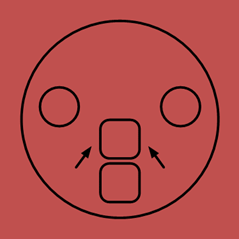 Titre : Exemple 6  Arrire-plan inacceptable - Description : La seconde image montre un Couvercle rouge sur un fond rouge. Sur cette seconde image, les caractristiques visuelles sont difficilement visibles.

