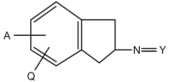 A chemical structure of a substituted indanimine.