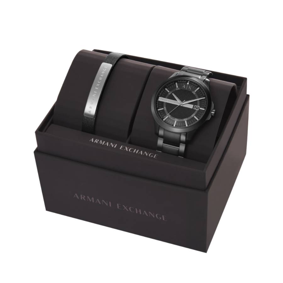 Additional view 2 of Montre Hampton à index noirs et date - Cadran noir - 46 mm