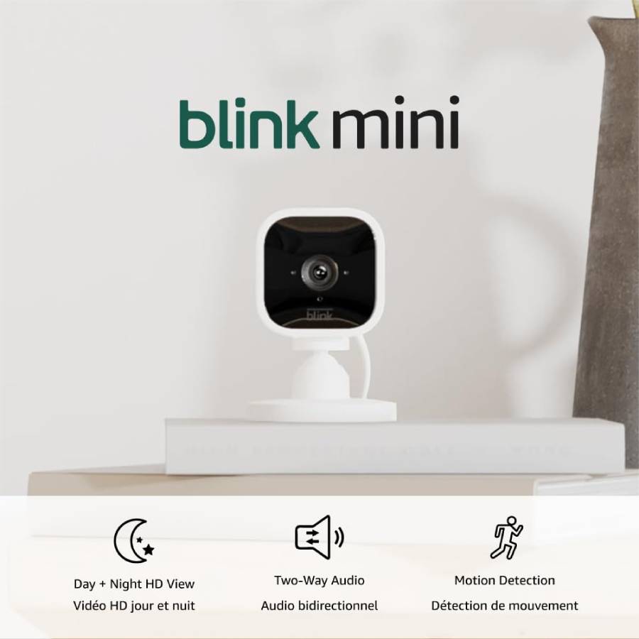 Additional view 2 of Caméra de sécurité intelligente compacte intérieure Blink Mini - 1 caméra - Blanc