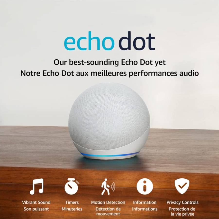 Additional view 2 of Echo Dot Haut-parleur intelligent (5e génération) - Blanc Glacier