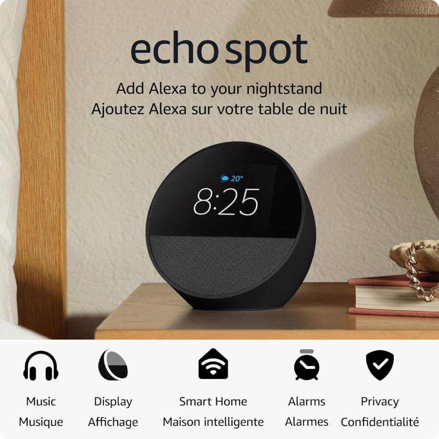 Additional view 1 of Réveil intelligent Echo Spot - Noir