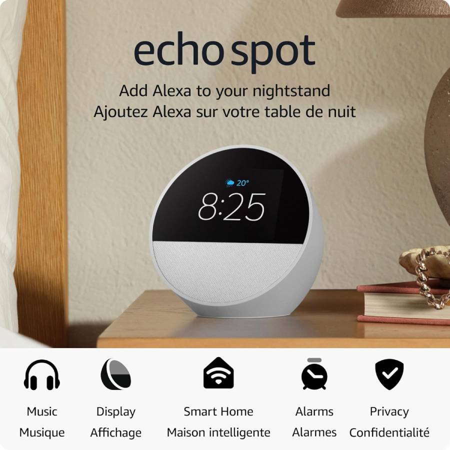 Additional view 1 of Réveil intelligent Echo Spot - Glacier Blanc