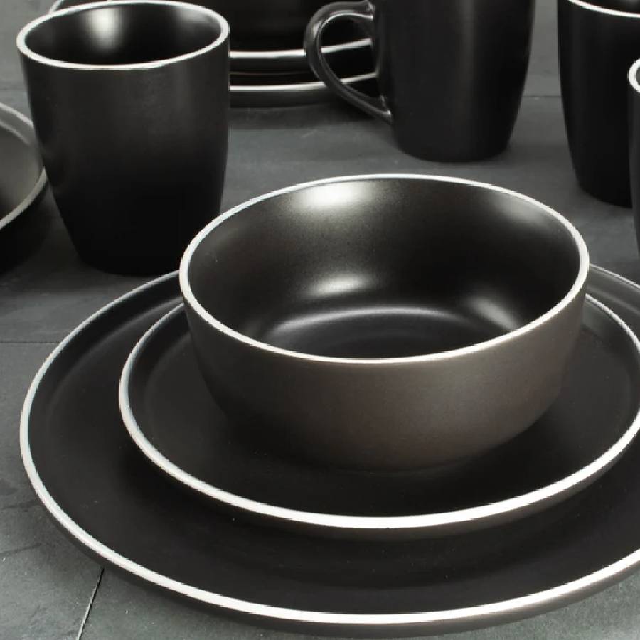 Additional view 3 of Service de table Tempo - Noir - 16 pièces