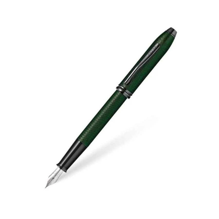 Additional view 1 of Stylo à plume Cross Townsend - Micro-cannelé vert PVD