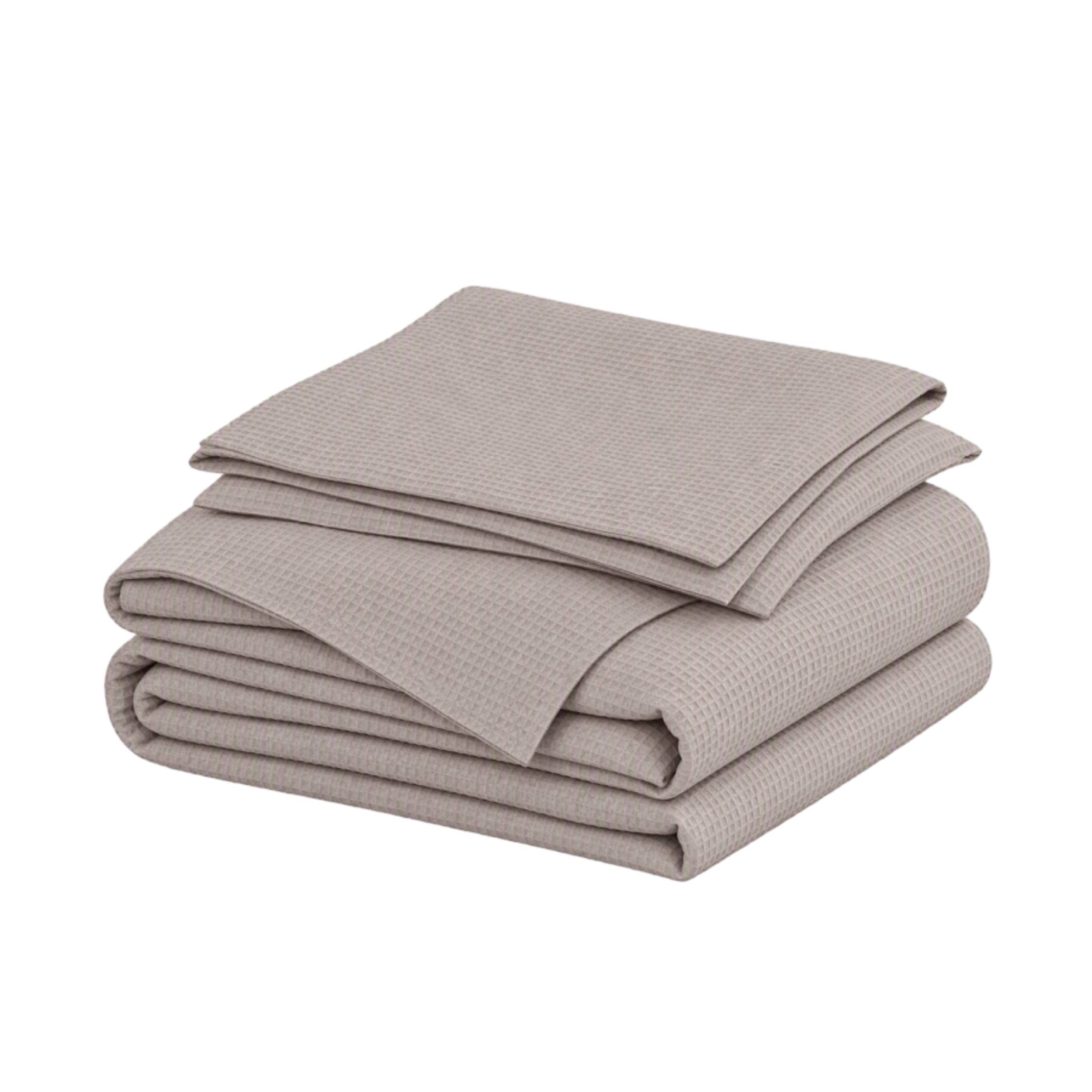 Additional view 2 of Brome White Duck Down Duvet with Brome White Duck Down Pillows and Waffle Weave Duvet Cover and Pillow Sham Set - Queen