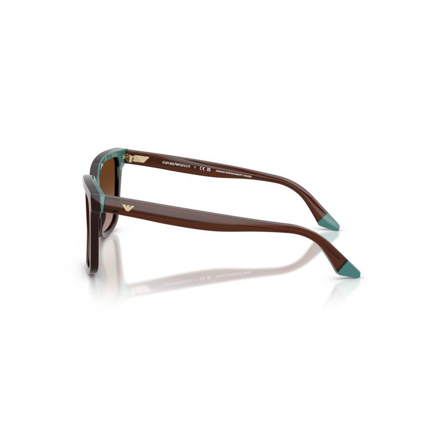 Additional view 2 of Lunettes de soleil irrégulières - Femmes - Marron transparent/Bleu canard