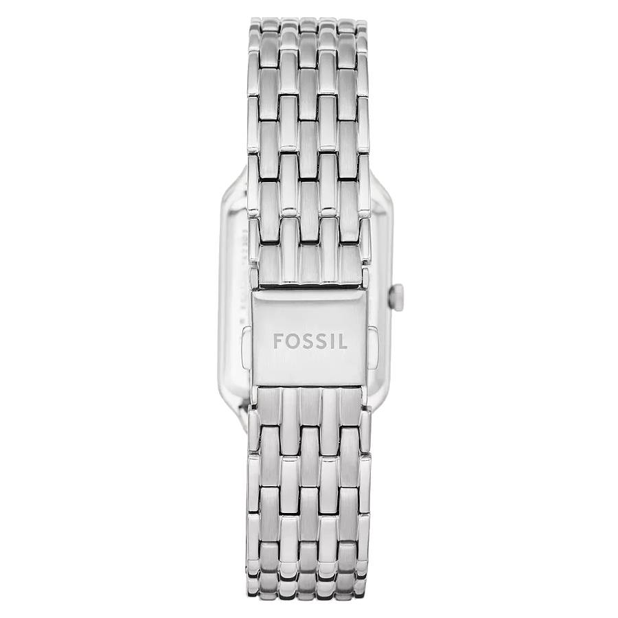 Additional view 1 of Montre Raquel rectangulaire blanche, chiffres romains et date - Acier inoxydable - 23 mm