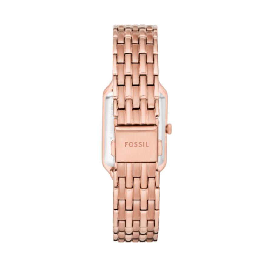 Additional view 1 of Montre Raquel Retangle, cadran blanc date à chiffres romains - Or rose - 23 mm