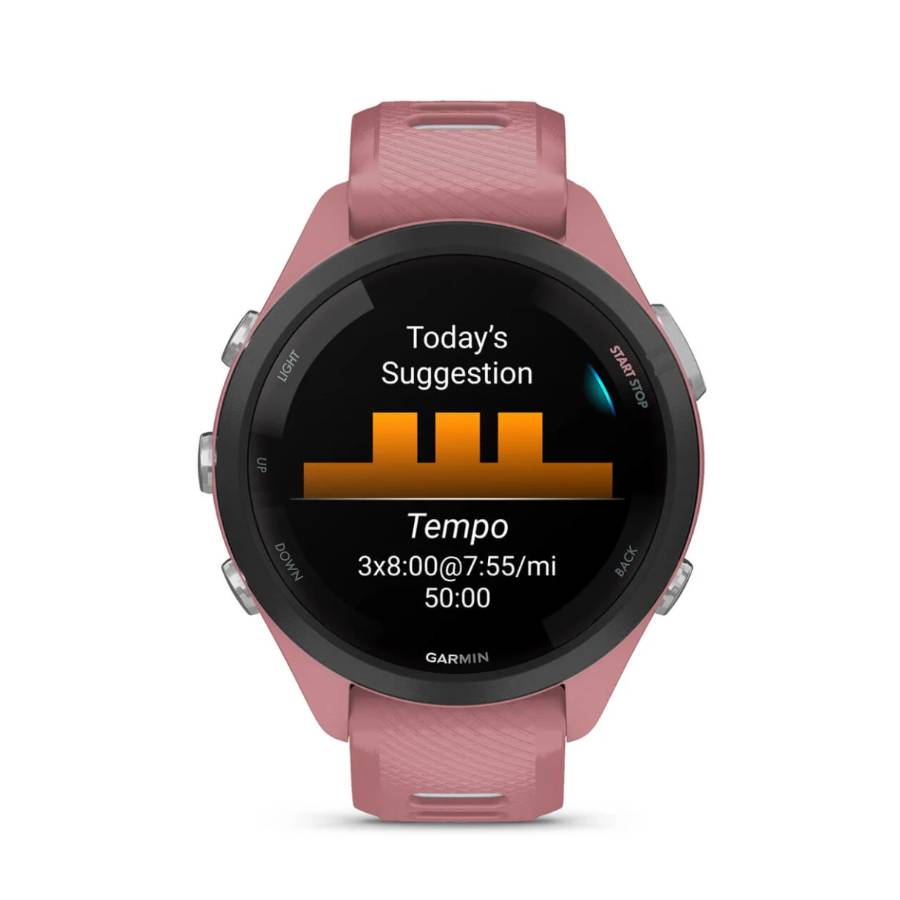 Additional view 1 of Forerunner 265S Smartwatch - Black Bezel with Light Pink Case and Light Pink/Whitestone Silicone Band - 42mm