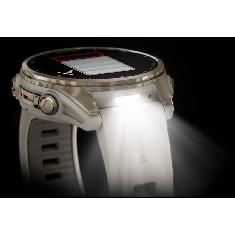 Additional view 1 of fēnix 8 Smartwatch Amoled Sapphire - Soft Gold with Fog Gray/Dark Sandstone Silicone Band - 43 mm