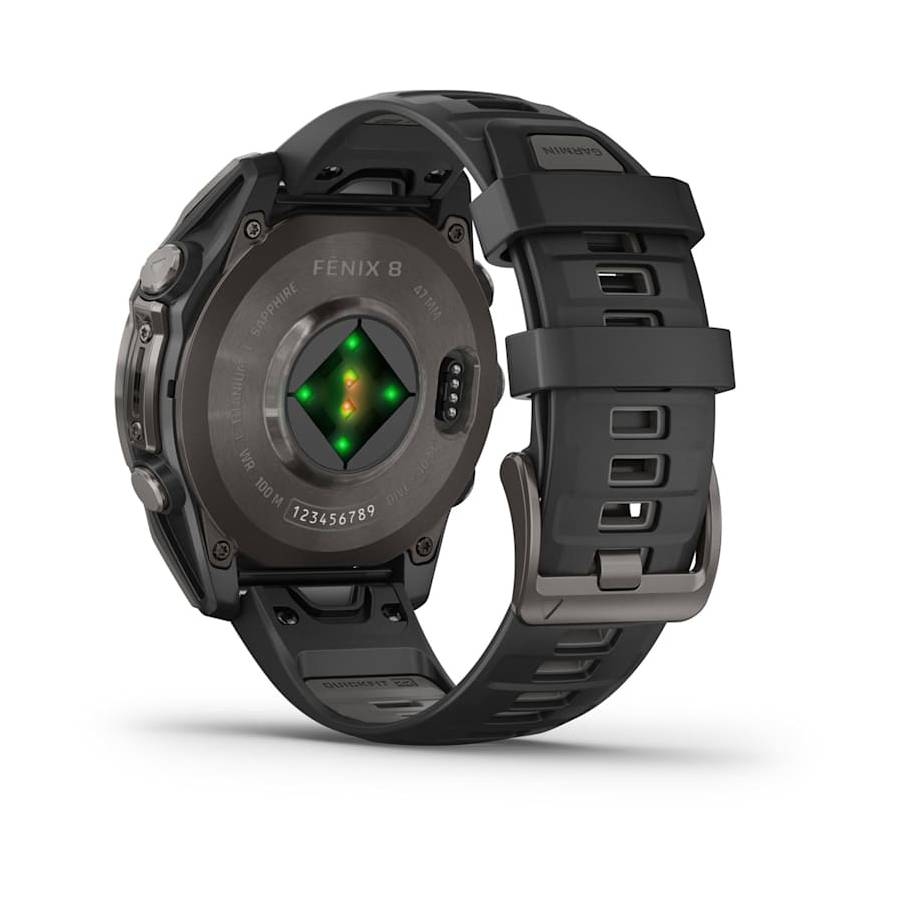 Additional view 2 of fēnix 8 Smartwatch Amoled Sapphire - Carbon Gray DLC Titanium with Black/Pebble Gray Silicone Band - 47 mm