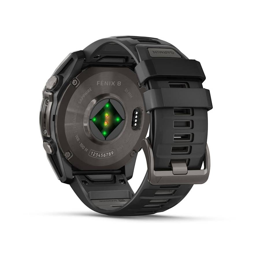 Additional view 1 of fēnix 8 Smartwatch Amoled Sapphire - Carbon Gray DLC Titanium with Black/Pebble Gray Silicone Band - 51 mm