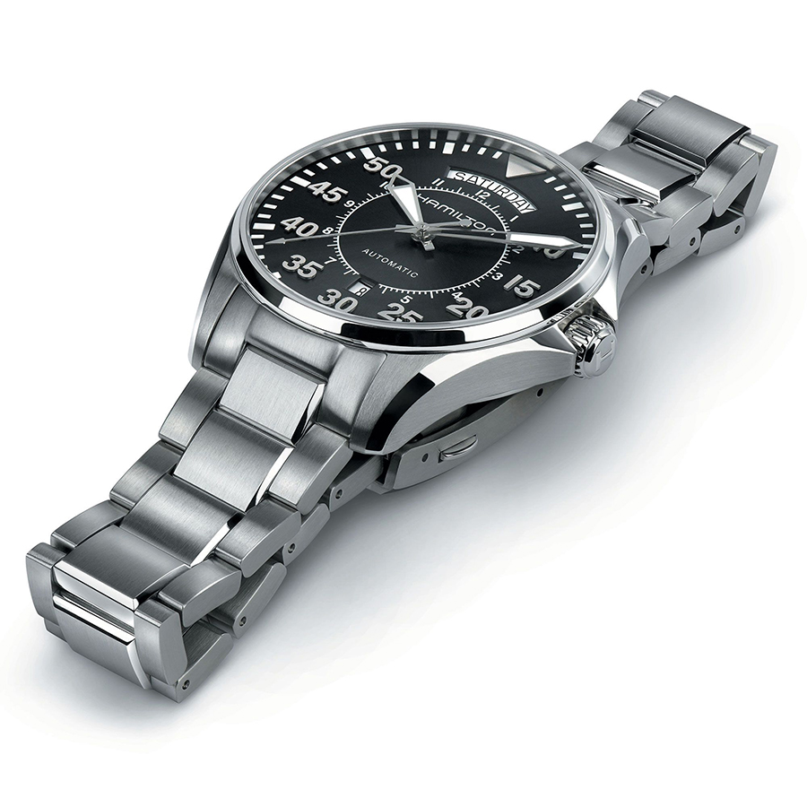 Additional view 2 of Montre automatique tout en métal Khaki Aviation Pilote Day Date - Hommes - 42mm - Noir/acier inoxydable