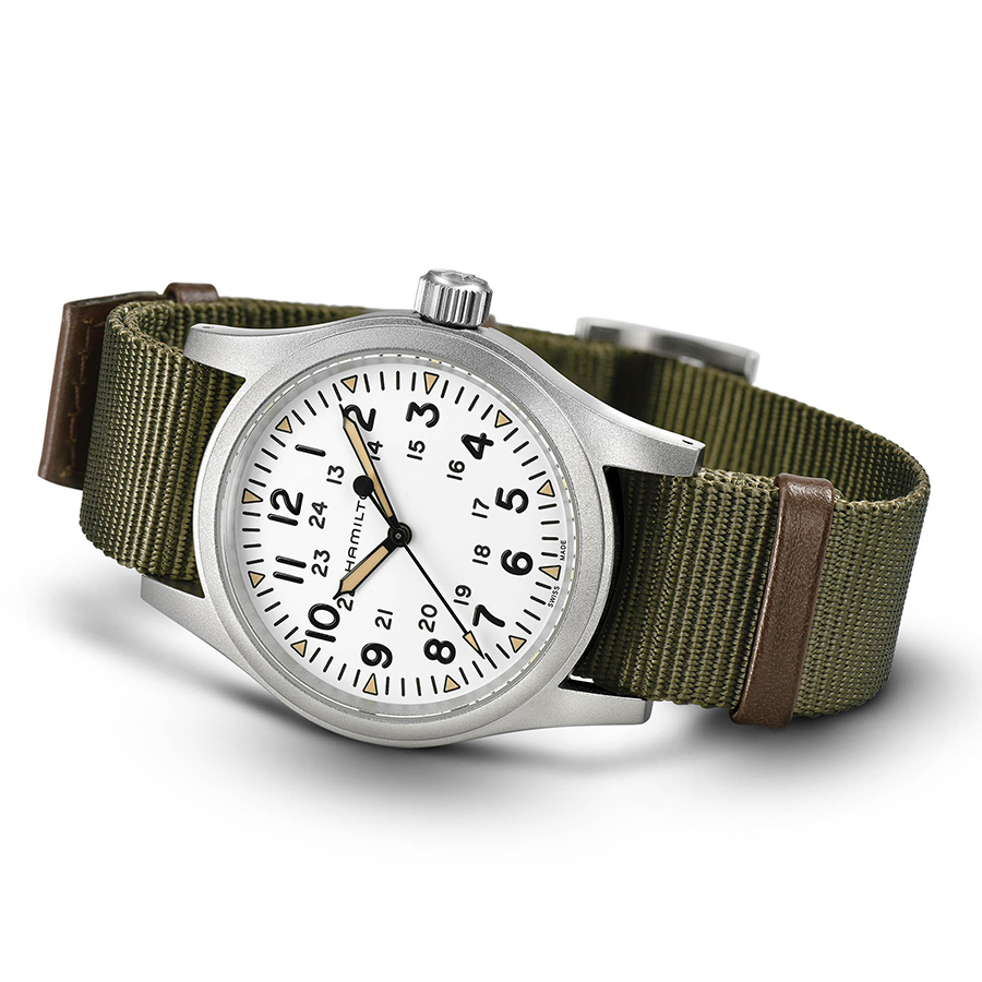 Additional view 1 of Montre mécanique Khaki Field - Hommes - 38mm - blanc/acier inoxydable