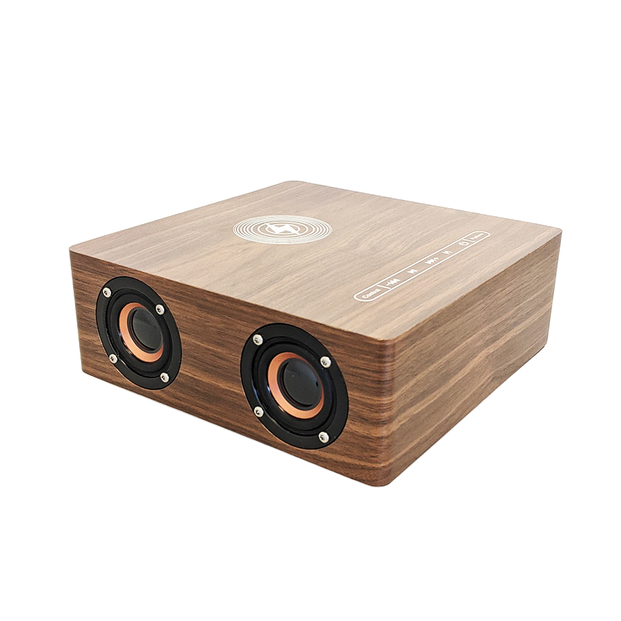 Additional view 1 of Haut-parleur Bluetooth avec chargement sans fil - Bois foncé