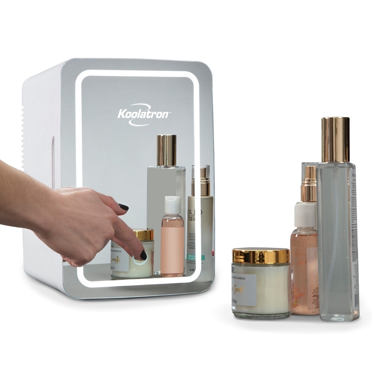 Additional view 2 of Réfrigérateur portable pour cosmétiques avec miroir éclairé par LED AC/DC - 6L