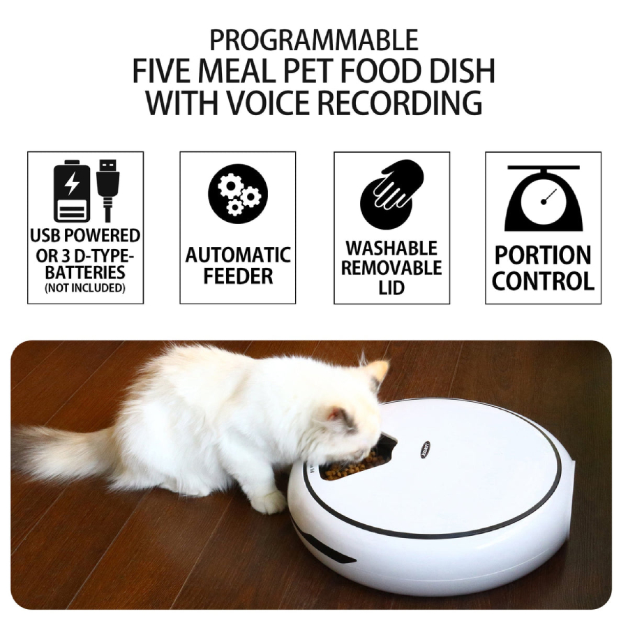 Additional view 2 of Distributeur automatique de nourriture pour animaux 5 repas avec message vocal Lentek