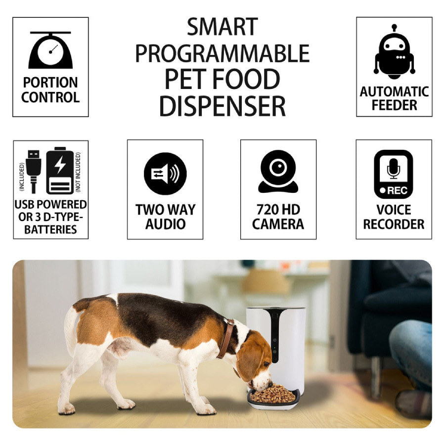 Additional view 2 of Distributeur intelligent de nourriture pour animaux avec vidéo HD 720p Lentek