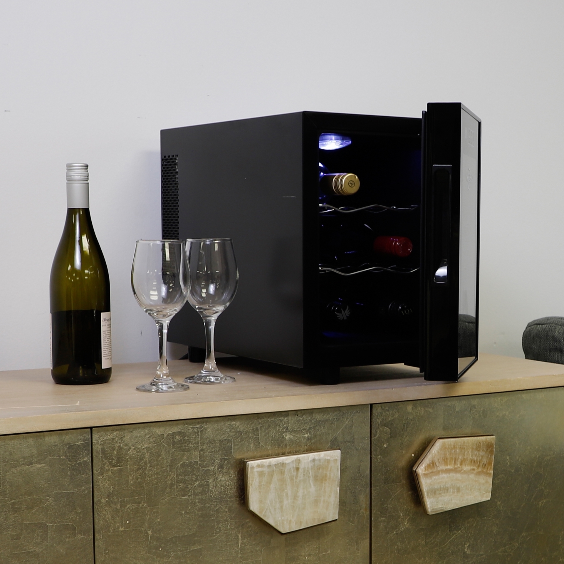 Additional view 2 of Refroidisseur de vin 6 bouteilles, réfrigérateur à vin thermoélectrique autoportant