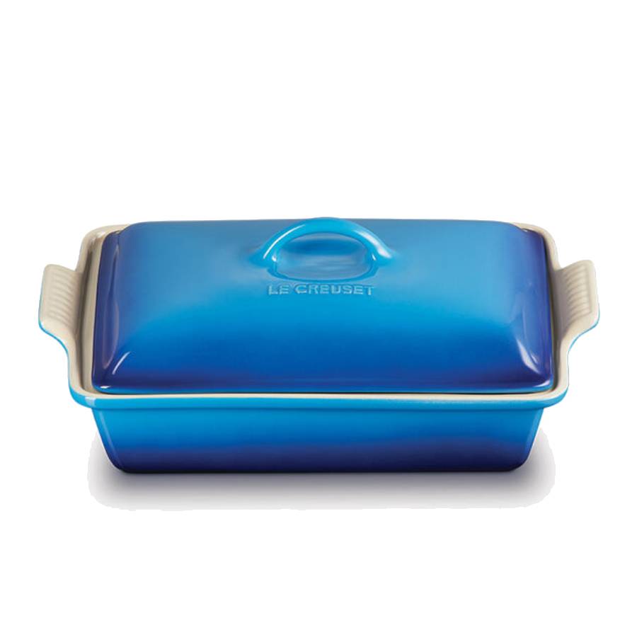 Additional view 1 of Batterie de cuisine en fonte émaillée, avec cocotte rectangulaire - Bleuet - 5 pièces