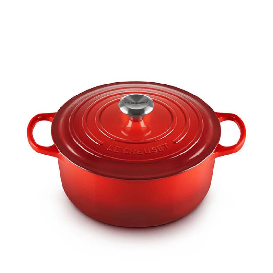 Additional view 5 of Batterie de cuisine en fonte émaillée avec plat de cuisson - Cerise - 5 pièces