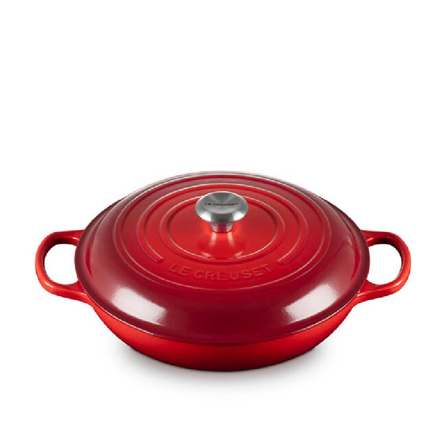 Additional view 3 of Batterie de cuisine en fonte émaillée avec plat de cuisson - Cerise - 5 pièces