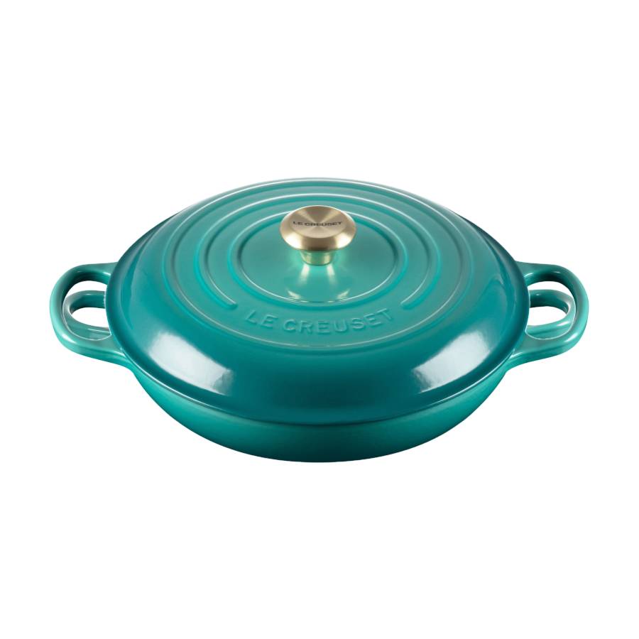 Additional view 1 of Braisière 3,5 L avec bouton or clair - Bleu Riviera