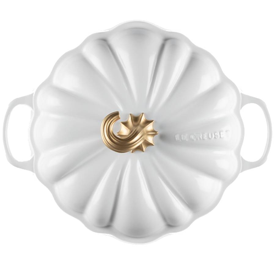 Additional view 1 of Cocotte Signature 3,7 L Citrouille avec bouton doré blanc