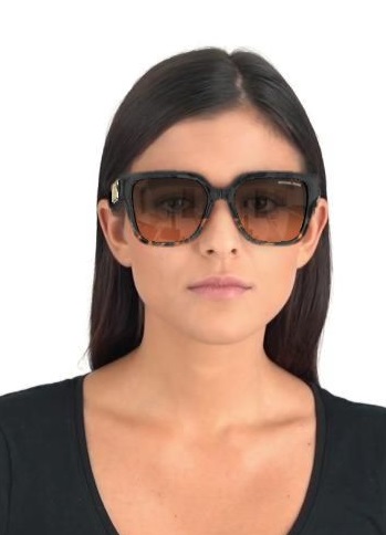 Additional view 2 of Lunettes de soleil carrées Karlie - Femmes - Noir / écaille de tortue foncée