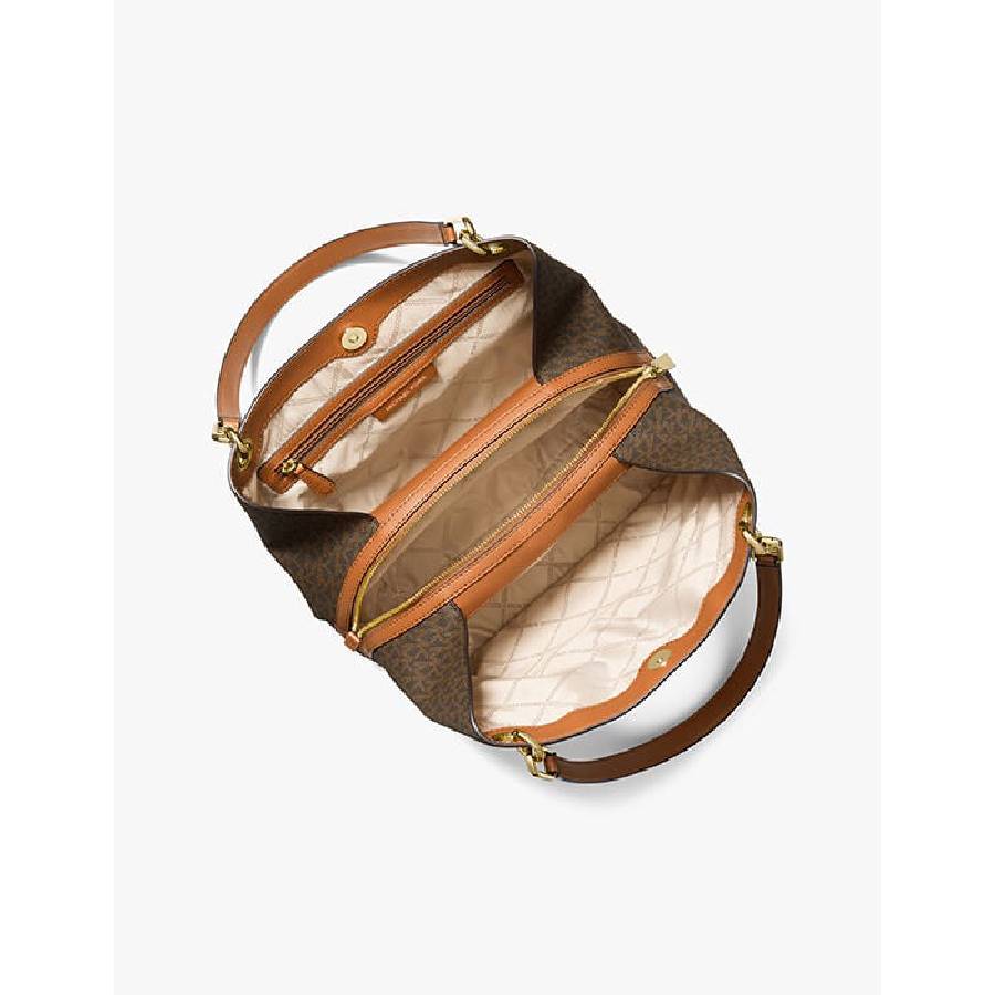 Additional view 2 of Sac fourre-tout en cuir grainé Kensington - Marron / Gland - Grand