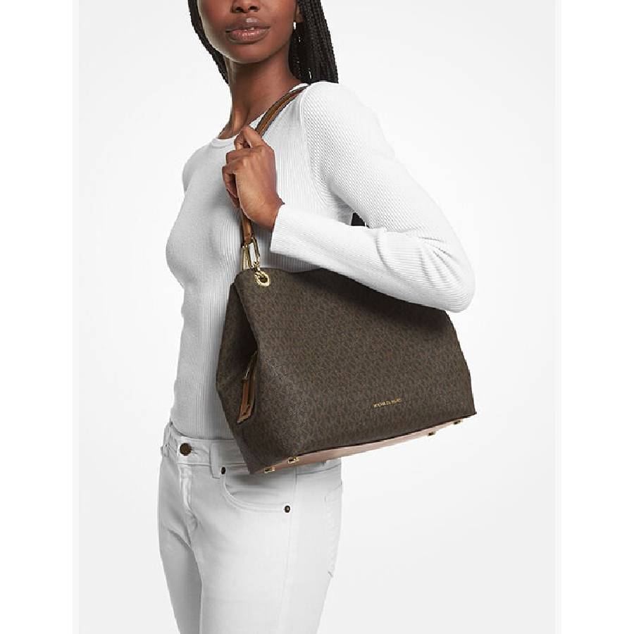 Additional view 1 of Sac fourre-tout en cuir grainé Kensington - Marron / Gland - Grand