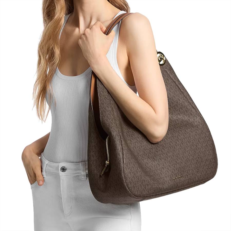 Additional view 2 of Ellie Signature Canvas Large Shoulder Bag  - Brown/Acorn