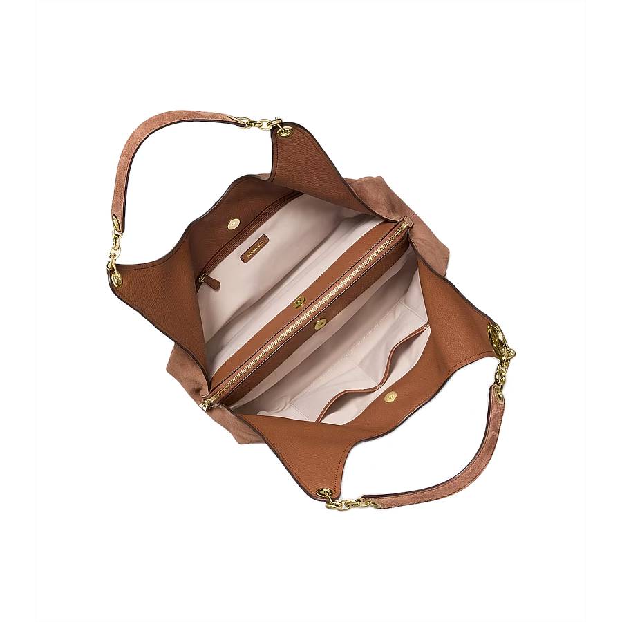 Additional view 1 of Ellie Suede Shoulder Bag - Large - Luggage