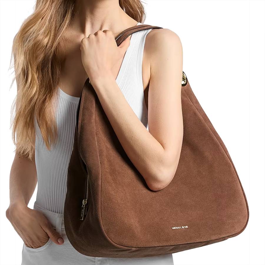 Additional view 2 of Ellie Suede Shoulder Bag - Large - Luggage