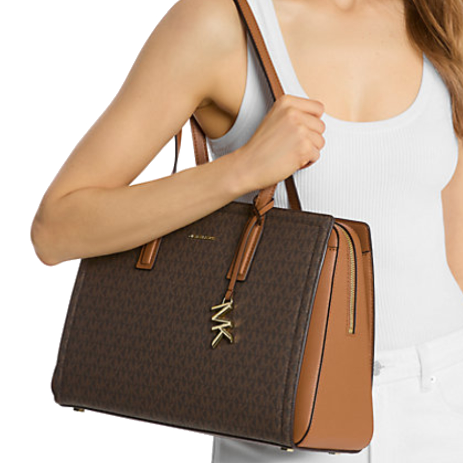 Additional view 1 of Sac fourre-tout Laila à logo Signature - Marron/Glan - Moyen