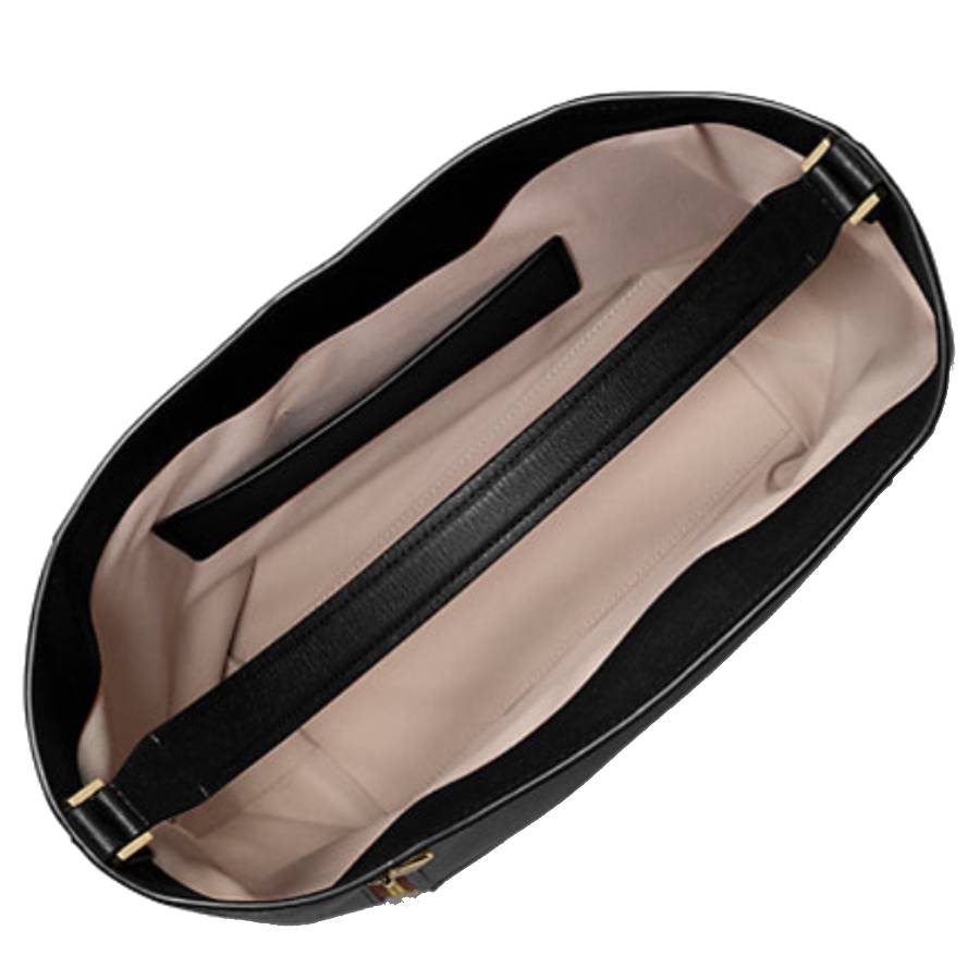 Additional view 1 of Sac bandoulière en cuir Addie Hobo - Grand modèle - Noir