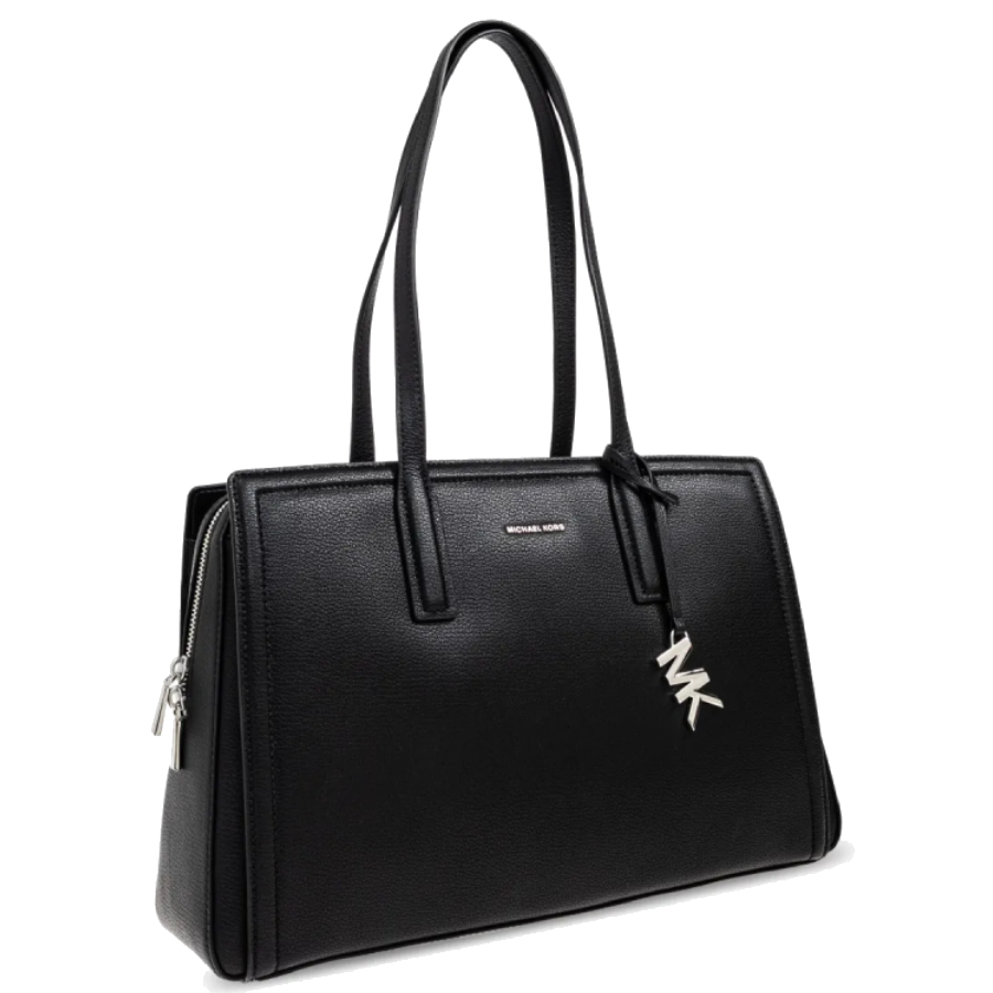 Additional view 1 of Sac fourre-tout en cuir grainé Laila - Noir - Moyen
