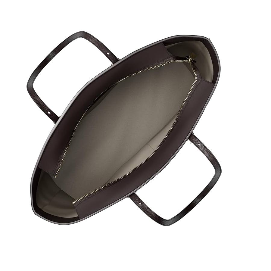 Additional view 1 of Sac fourre-tout Quinn en cuir grainé - Chocolat - Grand