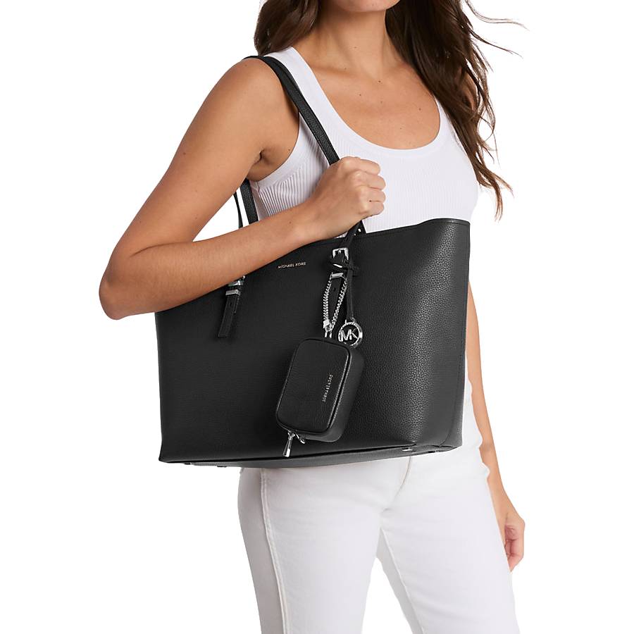 Additional view 2 of Sac fourre-tout Quinn en cuir grainé - Noir - Grand