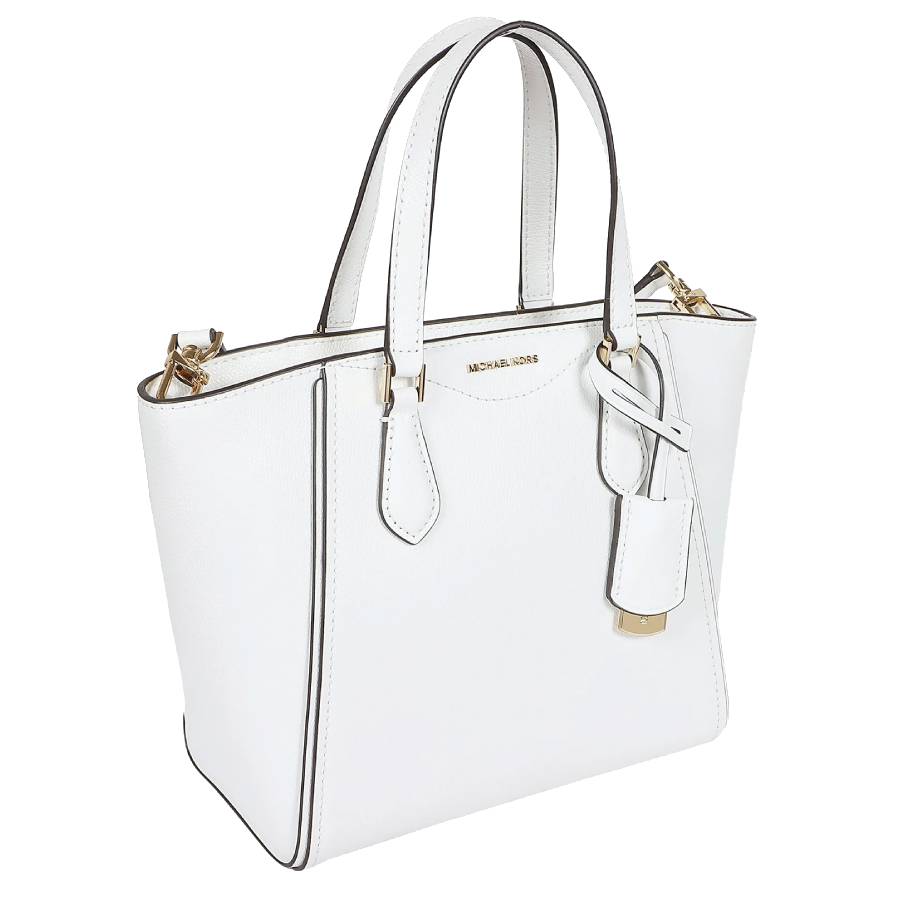 Additional view 1 of Sac cabas/sac bandoulière convertible Taryn en cuir - Blanc optique - Petit