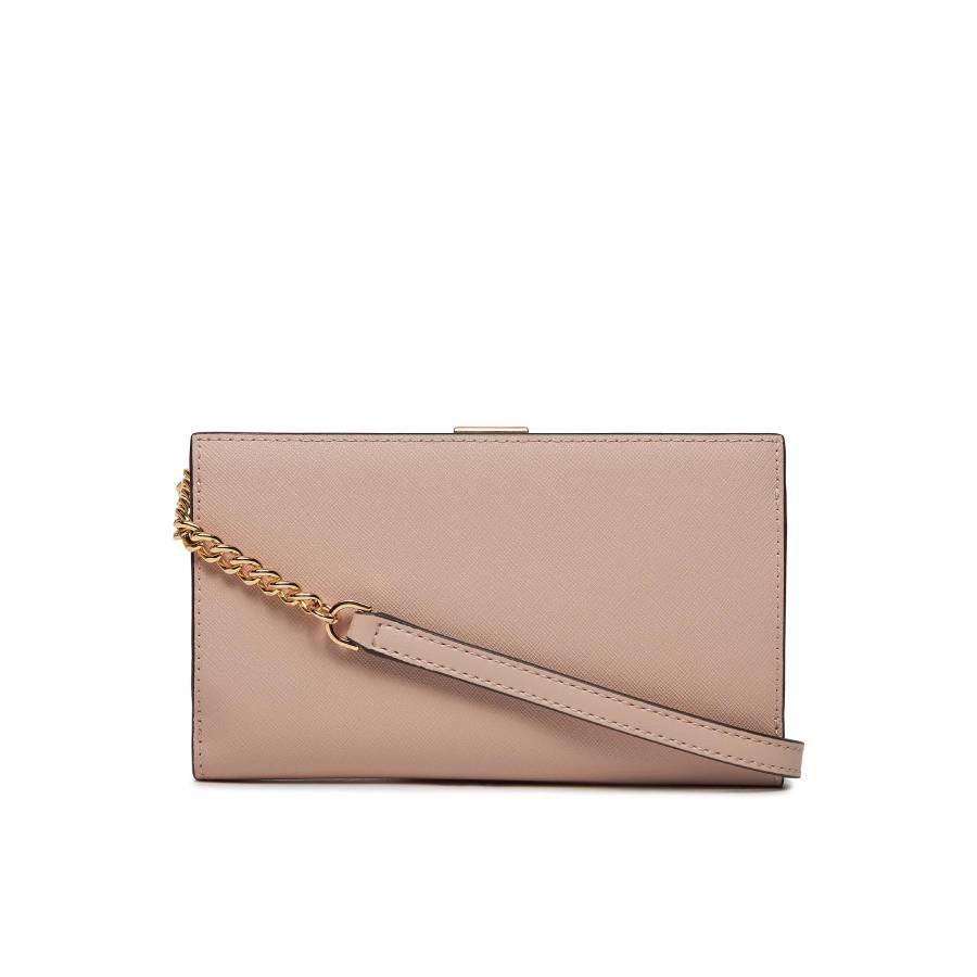 Additional view 3 of Sac portefeuille à bandoulière en cuir Saffiano Jet Set - Rose tendre - Grand
